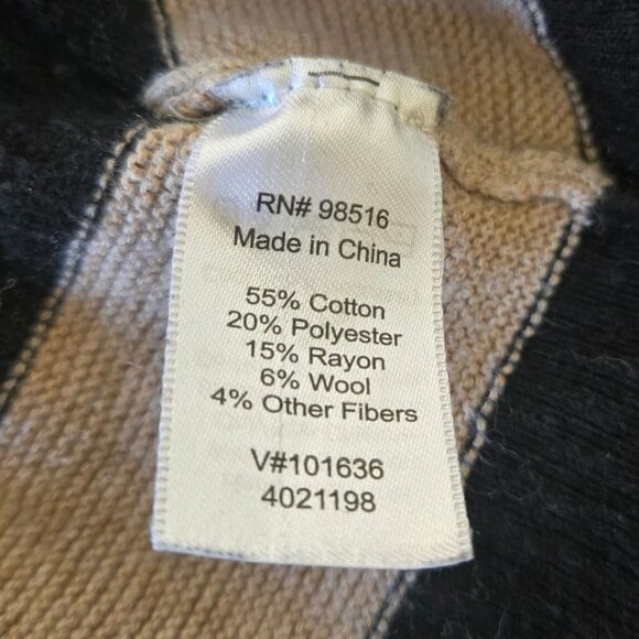Coldwater Creek XL Striped Sweater Beige & Black Wool Cotton Blend - Picture 10 of 10